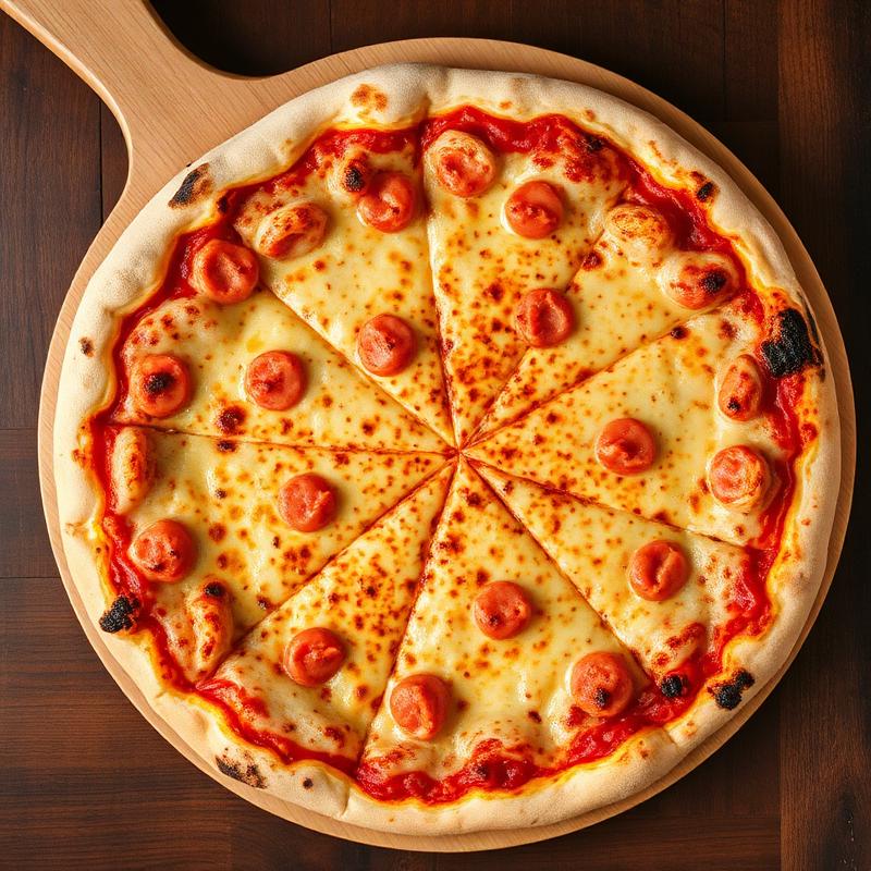 Whole pizza fresh from oven